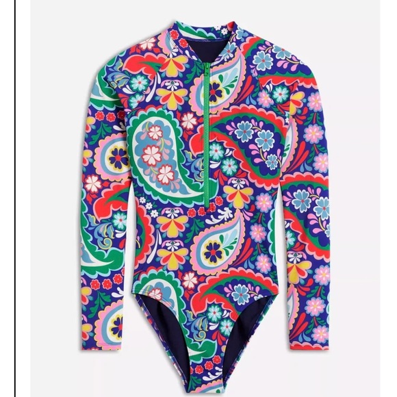 Boden Multicolor Floral Long Sleeve One Piece Swimsuit - Picture 2 of 4